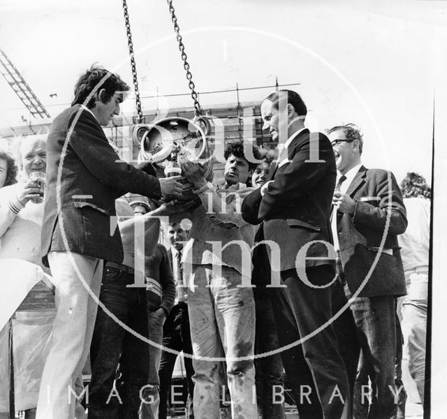 The topping out ceremony at Walcot Street Car Park, Bath 1972