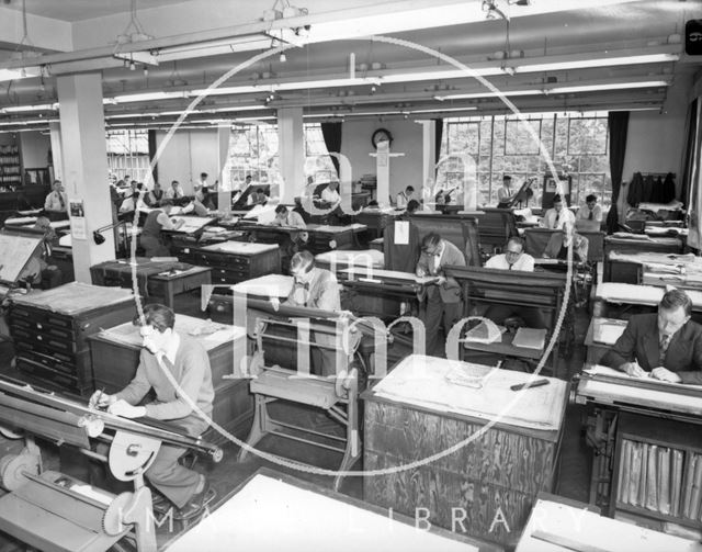 Crane drawing office, Stothert & Pitt, Newark Works, Bath 1966