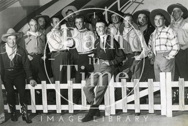 Male cast members of Bath Operatic Dramatic Society (B.O.D.S.) production of Oklahoma in 1963