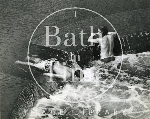 Swimmers in Pulteney Weir, Bath c.1970