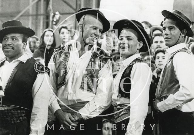 Members of Bath Rugby team join in the fun for Children in Need 1990