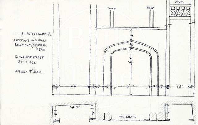 Fireplace, 16, Walcot Street, Bath 1964