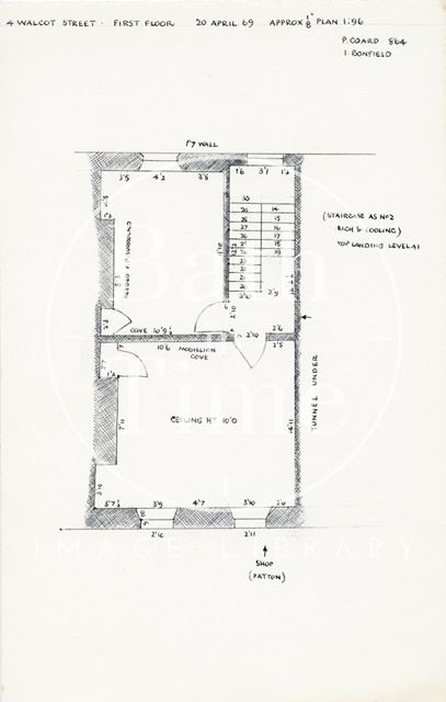 First floor plan, 4, Walcot Street, Bath 1969