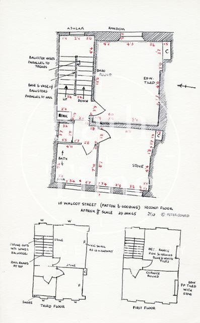 Floor plans, 10, Walcot Street, Bath 1965