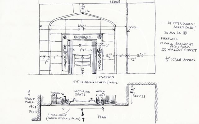 Fireplace, 20, Walcot Street, Bath 1964