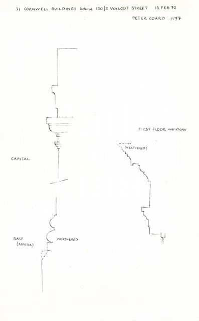 Capital and window profiles, 31, Cornwell Buildings, Walcot Street, Bath 1972
