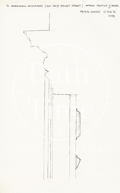 Profile of door, 31, Cornwell Buildings, Walcot Street, Bath 1972