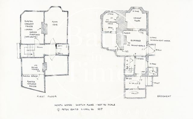 Basement and first floor plans, North Lodge, Warminster Road, Bath 1966