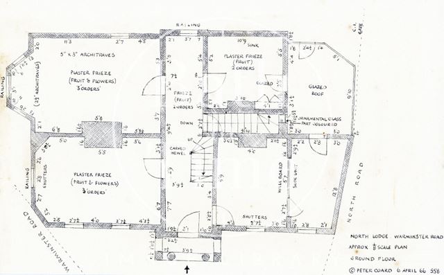 Ground floor plan, North Lodge, Warminster Road, Bath 1966