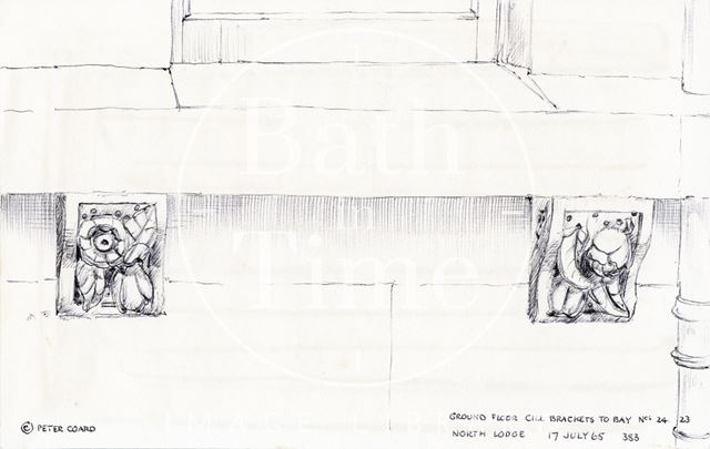 Ground floor brackets to bay, North Lodge, Warminster Road, Bath 1965