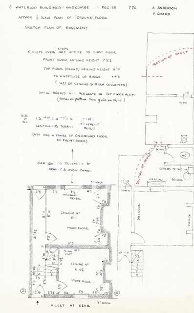 Floor plans, 3, Waterloo Buildings, Widcombe, Bath 1968