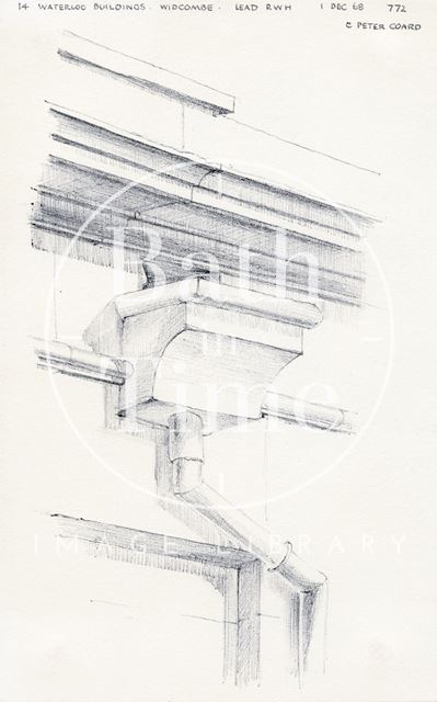 Rainwater hopper, 14, Waterloo Buildings, Widcombe, Bath 1968