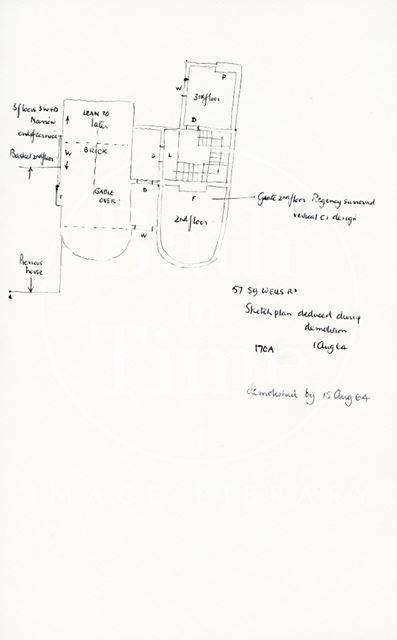 Floor plan, 57 & 59, Wells Road, Bath 1964