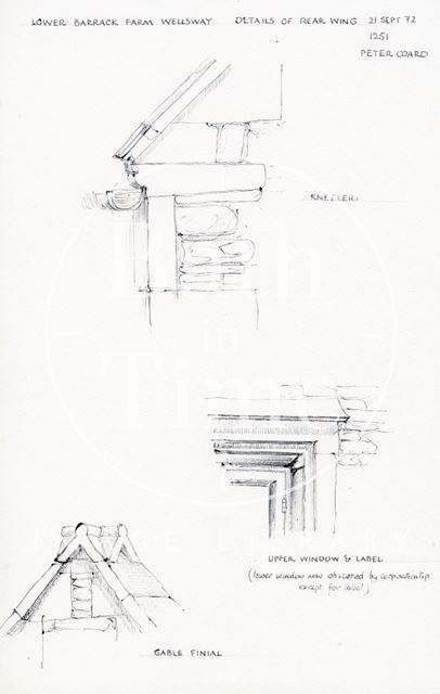 Details of rear wing, Lower Barrack Farm, 425, Wellsway, Bath 1972