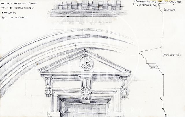 Detail of centre window, Westgate Methodist Chapel, Westgate Buildings, Bath 1966