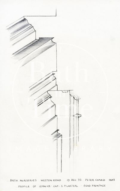 Cornice, cap and pilaster profile, Bath Nurseries, Weston Road, Bath 1973