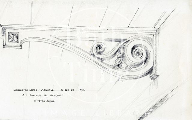 Bracket to balcony, Worcester Lodge, Larkhall, Bath 1968