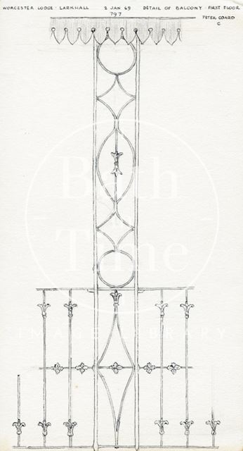 Detail of balcony, Worcester Lodge, Larkhall, Bath 1969