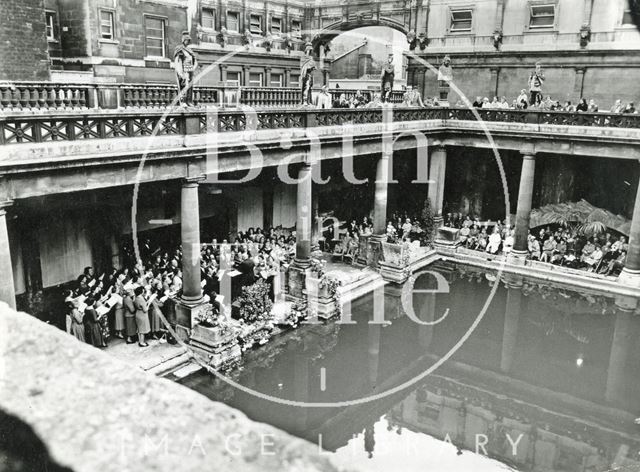 A choir performing at the Roman Great Bath, Bath c.1950