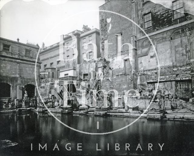 An early view of the Roman Great Bath, looking towards the King's and Queen's Bath, Bath c.1890