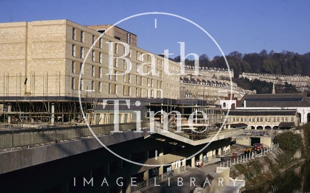 Beaufort Hotel and Walcot Street Car Park, Bath 1972