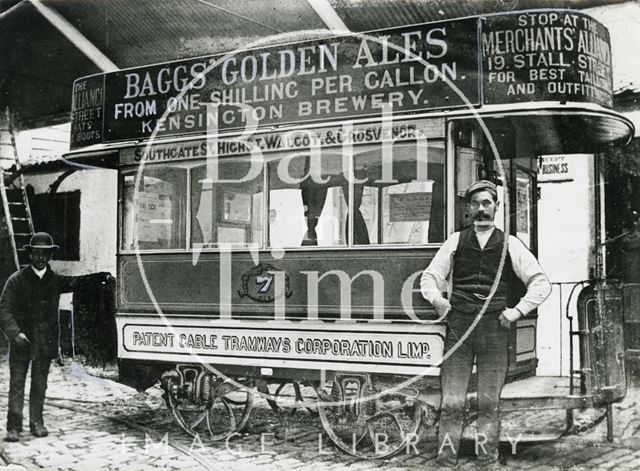 A horse tram at the terminus, Bath c.1890