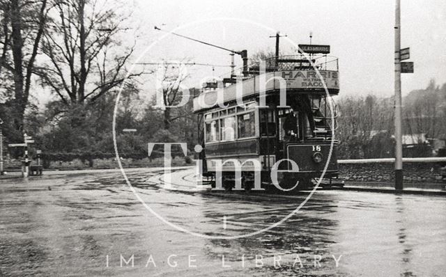 Tram No. 18 on its way to Glasshouse, Combe Down, Bath c.1930