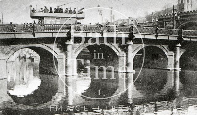 Tram crossing the Old Bridge, Bath c.1920