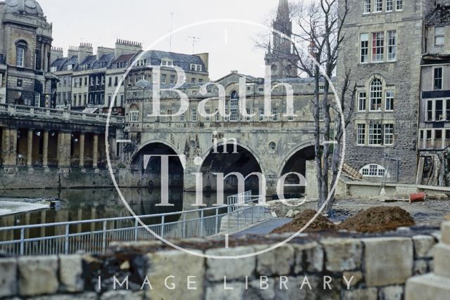 Spring Gardens and Pulteney Bridge, Bath 1972