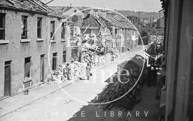 Clearing up and recycling bombed out buildings, Cheltenham Street, Bath 1942