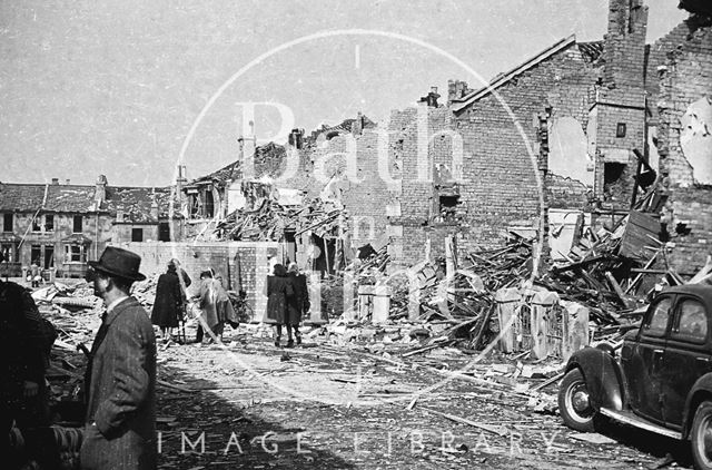 Devastation in Victoria Road, East Twerton, Bath 1942