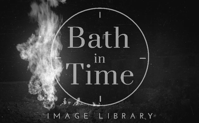 Gas fires blazing on the night of the Bath Blitz 1942