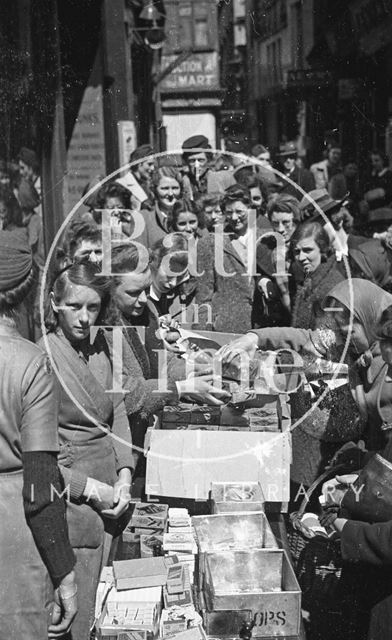 Emergency rations being handed out after the bombing of Bath 1942