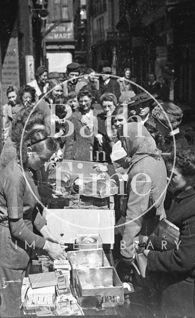 Emergency rations being handed out after the bombing of Bath 1942