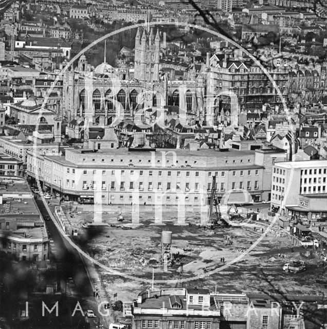 Southgate Shopping Centre site from Beechen Cliff, Bath 1972