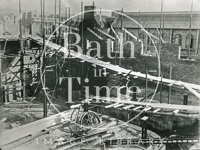 Building the Tramshed, Walcot Street, Bath c.1900