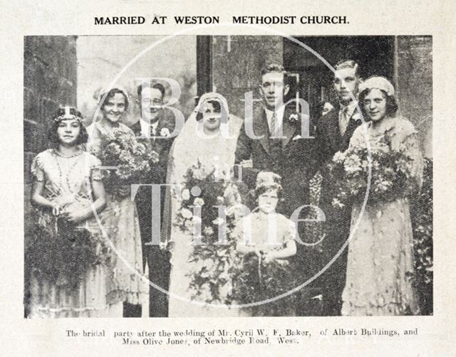 The Bridal Party at Weston Methodist Church, Bath 1933