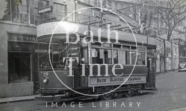 Tram No. 20 in Walcot Street, Bath c.1935