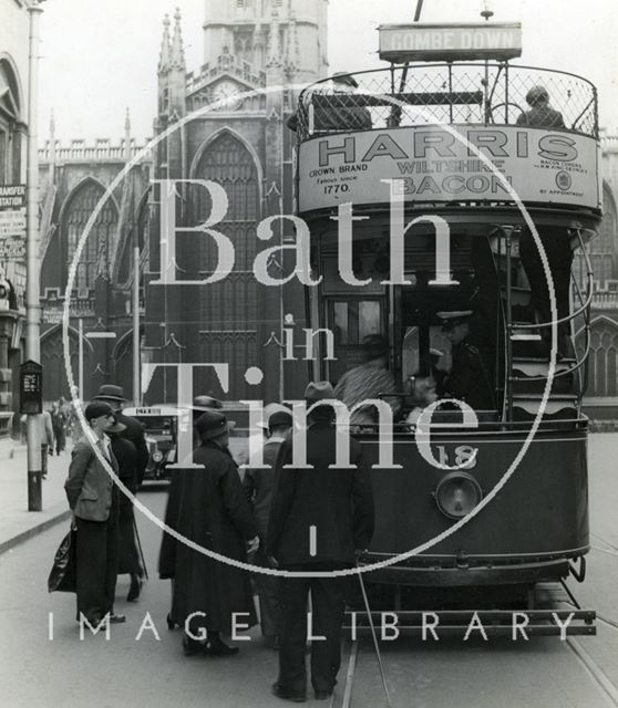 Electric tram, High Street, Bath 1925