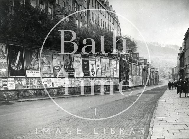 Advertising hoardings along Walcot Street, Bath c.1950