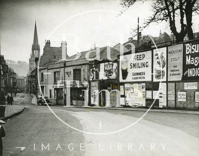 Advertising hoardings along Walcot Street, Bath c.1950