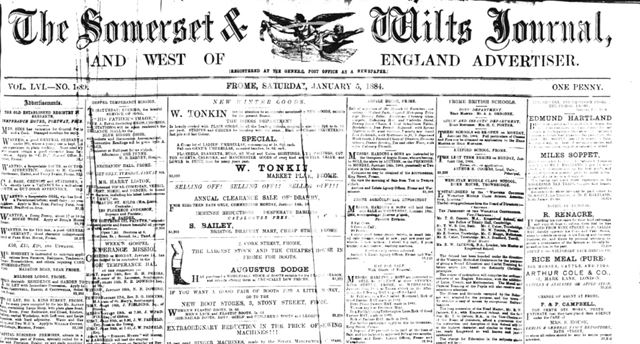 The Somerset & Wilts. Journal and West of England Advertiser, Frome 1884