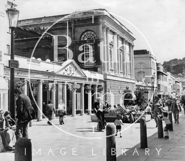 A view of the newly cleaned Colonnade and Pump Rooms, Bath 1975