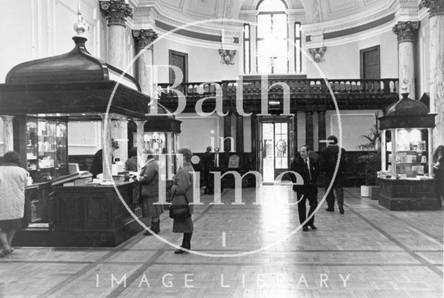 The ticket office for the Roman Baths, inside the old concert hall, Bath 1988