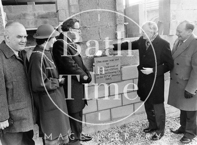 Laying the foundation stone for the new Post Office sorting Office, Bath 1985