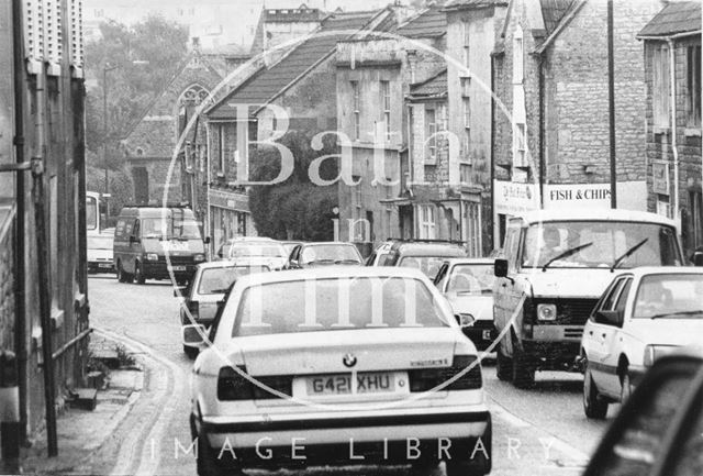 Heavy traffic in Batheaston High Street 1972