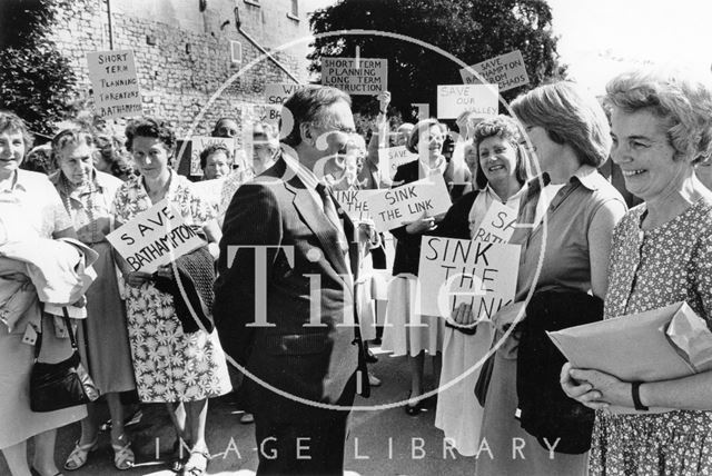 Air Marshall Sir Michael Giddings meets bypass campaigners in Bathampton 1990