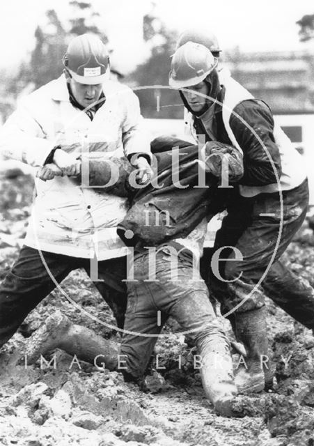 A protester is forcibly removed, Batheaston/Swainswick Bypass 1995