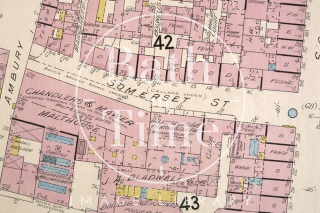 Somerset Street, Bath Goad map 1902 - detail