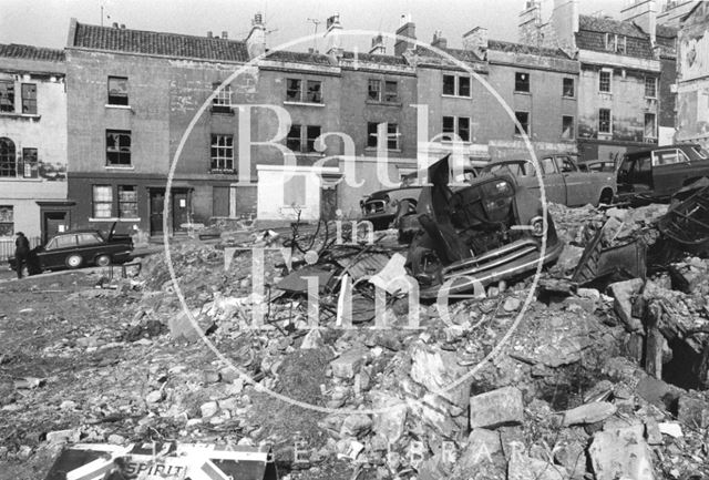 Abandoned cars on the demolition site, Morford Street, Bath 1973